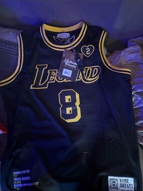 Classic Black and Gold Legend #8 Kobe Bryant Jersey